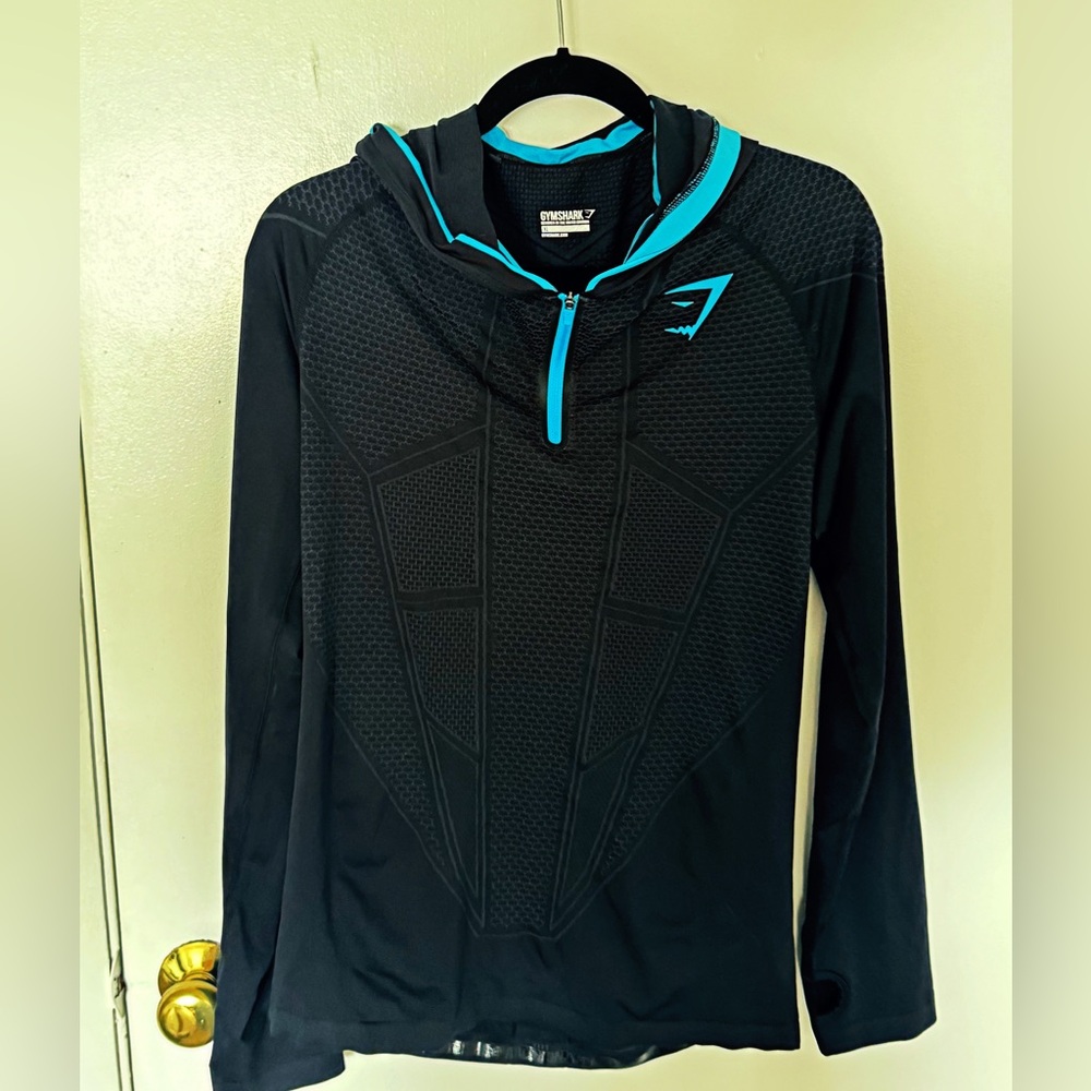 GymShark Onyx V1 Black/Blue Hoodie Size Extra Large Rare